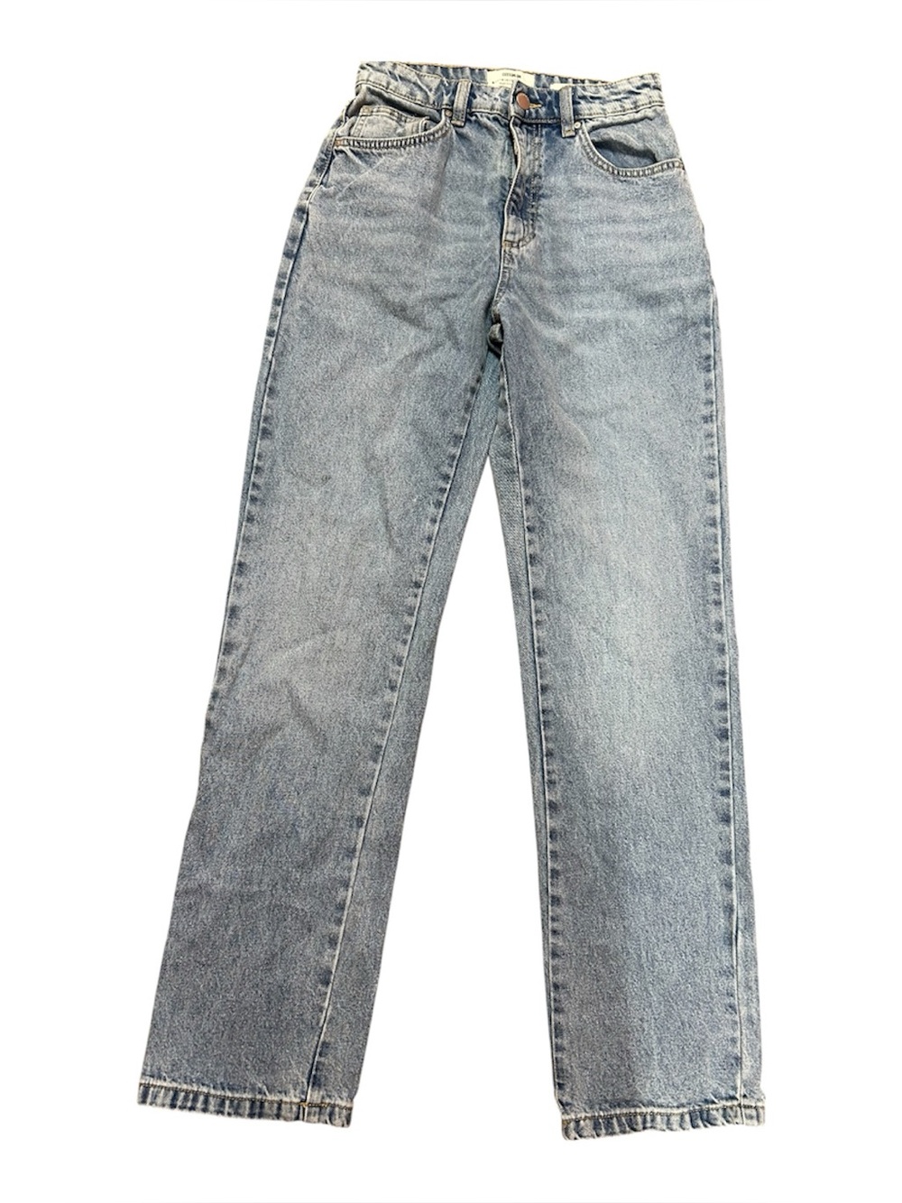 Cotton-On Light Wash High-Rise Long Straight Leg Jeans - Sz 4